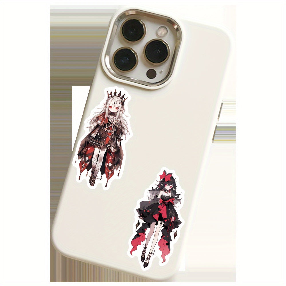 100pcs Reusable Vinyl Anime Character Stickers, Herringbone Pattern, Self-Adhesive Decals for Phone Case, Notebook, Laptop, Water Bottles, Guitar, Plastic Surfaces, with for Ages 14+