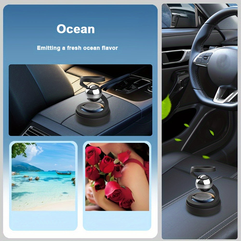 1pc Solar-Powered Rotating Car Aromatherapy Diffuser, Long-Lasting Fragrance, Dashboard Decor, Interior Accessory, Compatible with Balm/Tablets/Sticks