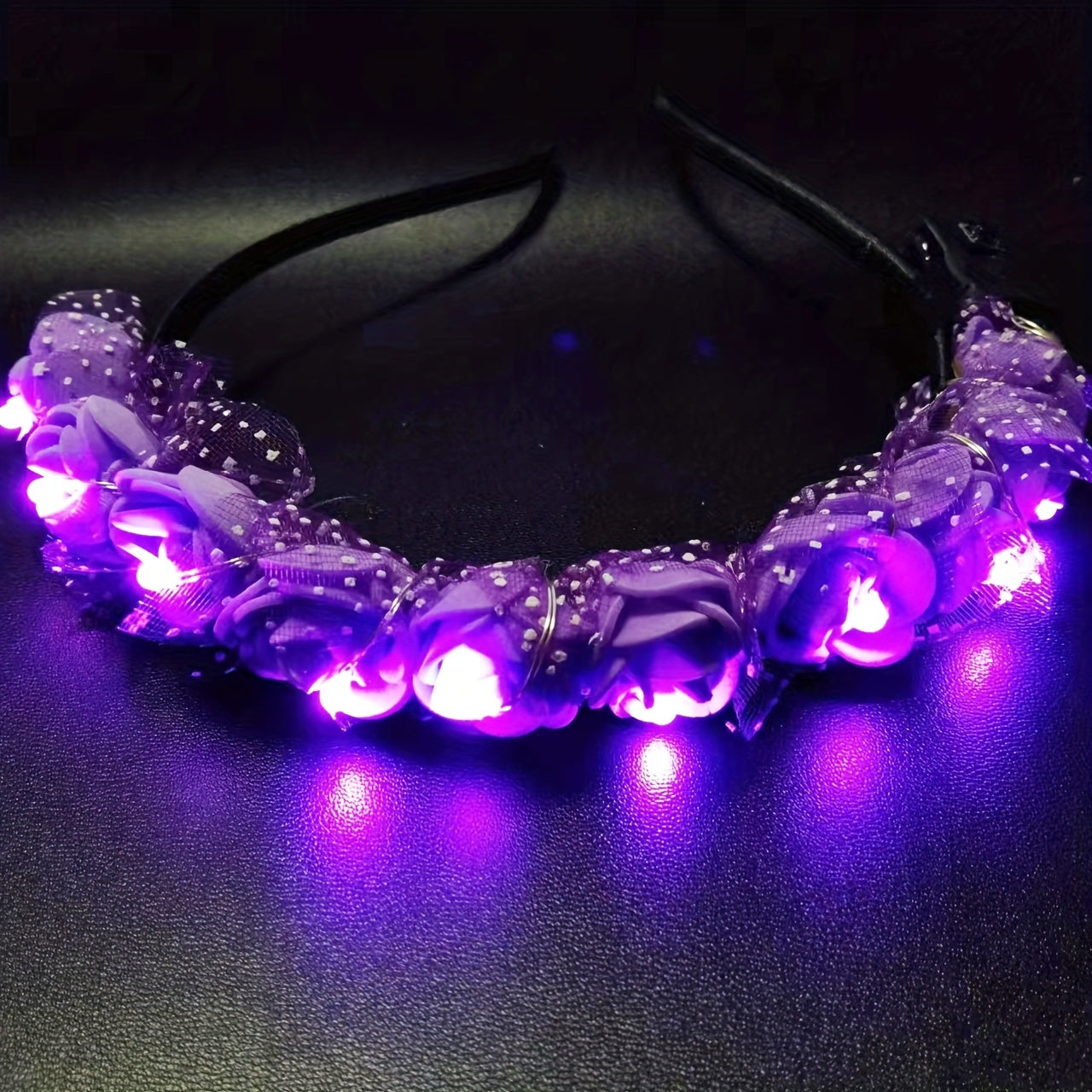 1pc luminous headwear hair hoop luminous flower wreath bride headwear hair hoop night market stall decorations Christmas Halloween headwear accessories