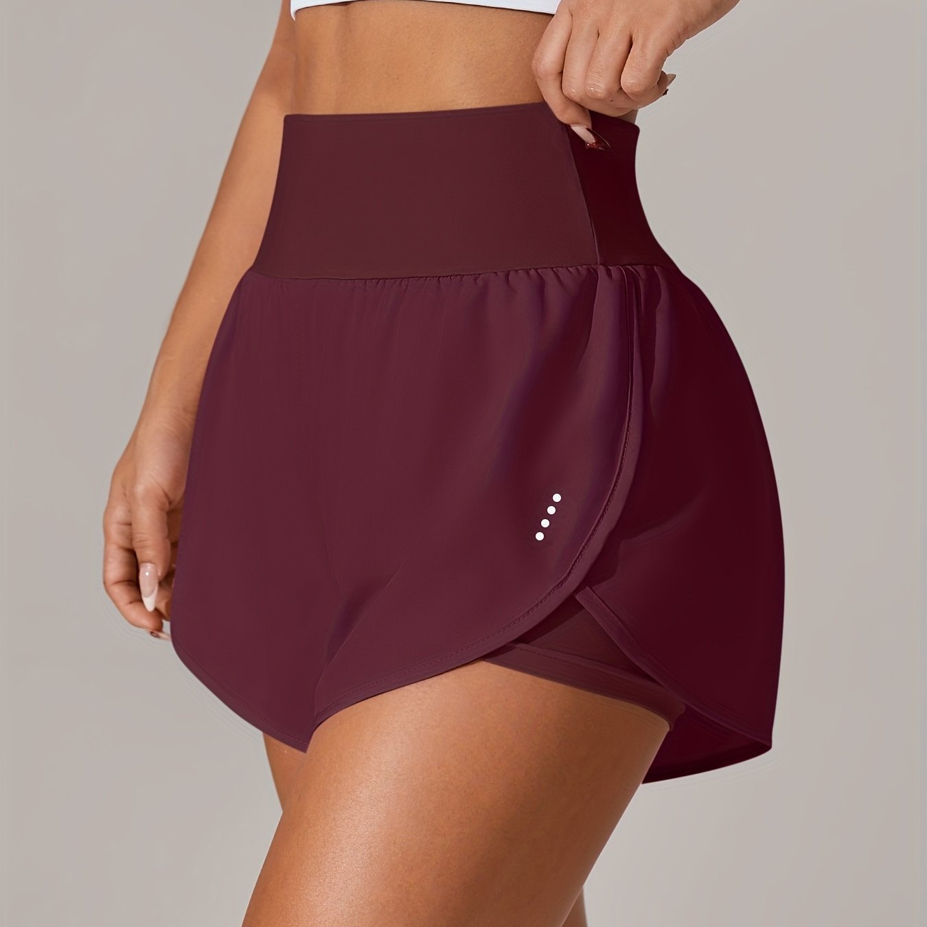 Light Blue High-Waisted Yoga Shorts with Ruffles