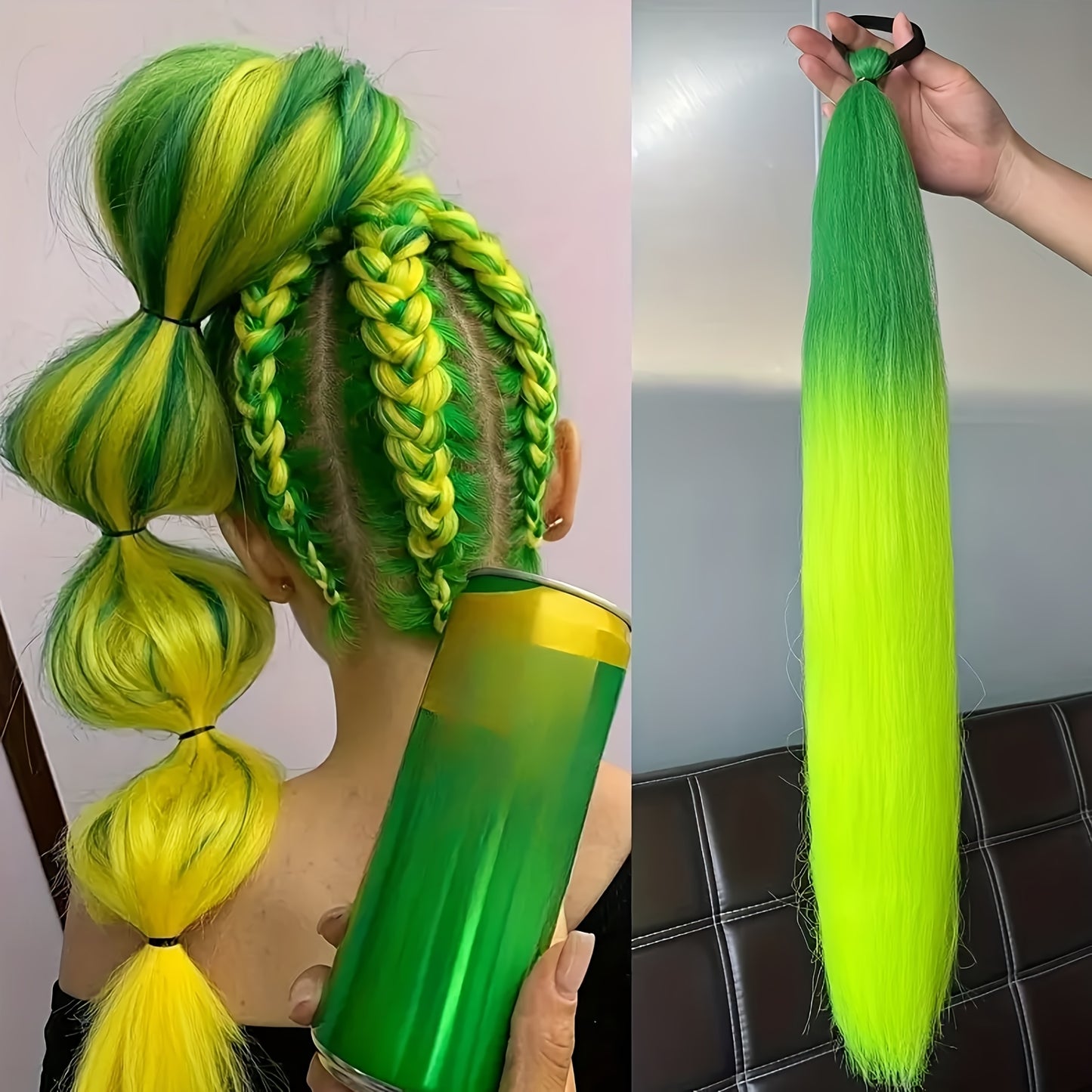 Vibrant Rainbow Gradient Hair Extensions for Women .