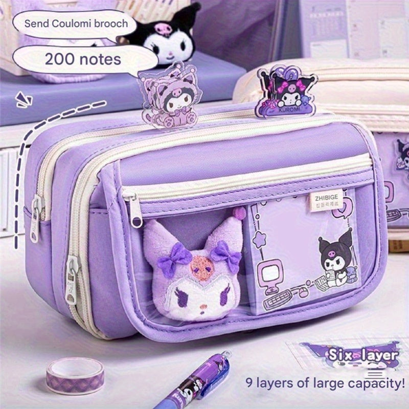 Sanrio Large 9-Layer Spacious Purple Kurumi Blue Artificial Jade Pencil Case