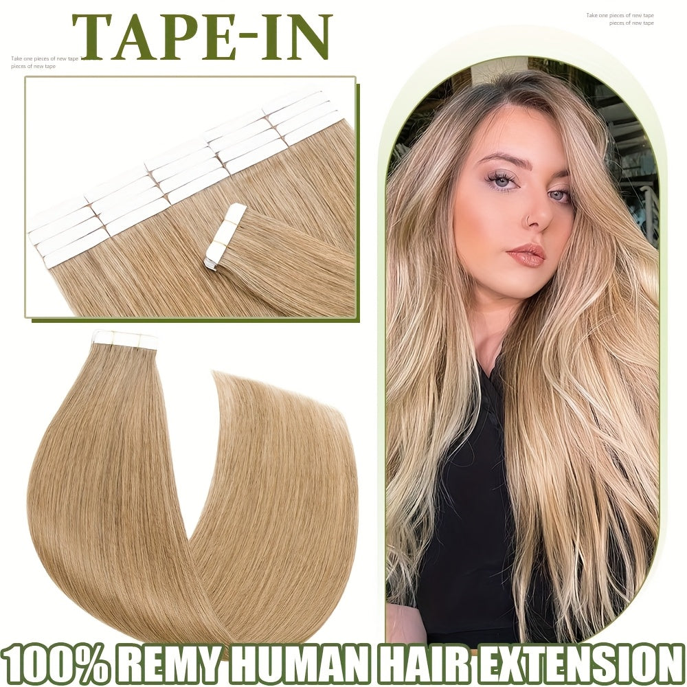 20pcs (50g Each) Brazilian Virgin Hair Extensions - 100% Remy Human Hair, Natural Brown/Blonde/Red/Black/, Straight Hair Extensions with Seamless Beige Weft, Long 35.56-60.96 cm Lengths for Women.