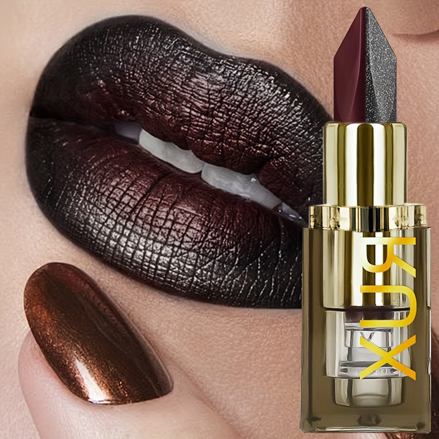 XUS Red & Black Two-Tone Lipstick - Waterproof, Sweatproof, High Pigment, Long-Lasting Makeup for All Skin. T
