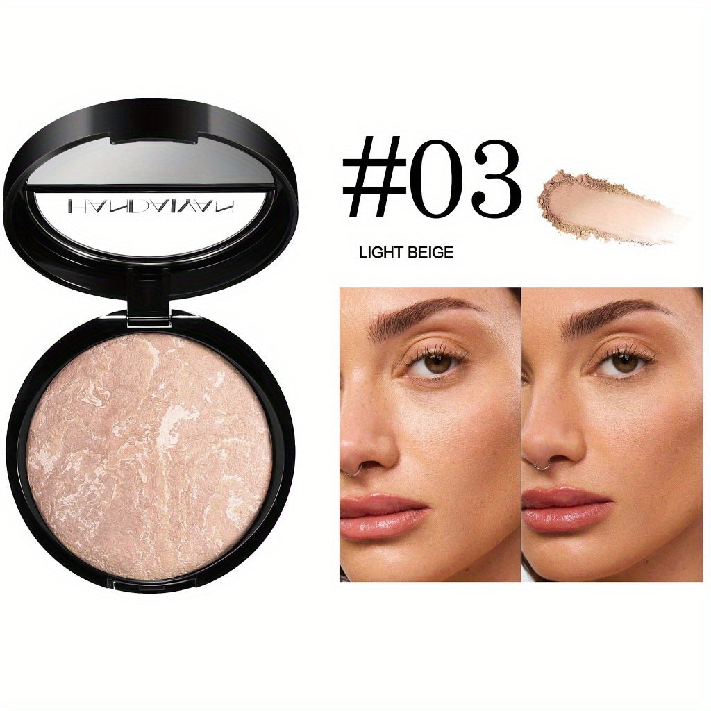 Marble Baked Powder Contour Palette - Nose Shadow, Blush, Highlighter, Long-Lasting Lightweight Foundation, Perfect for All Skin Types, Natural Finish, All-in-One Makeup Kit,