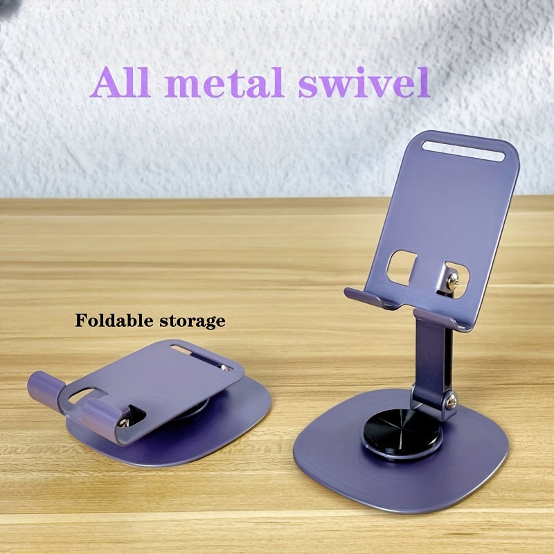 360° Rotating Metal Phone and Tablet Stand | Foldable Desktop Holder with Suction Cup Base | Adjustable Height & 180° Tilt | Multi-Angle Viewing Angle | Sleek Metallic Finish | Ideal for Office Use, Portable Device Stand |