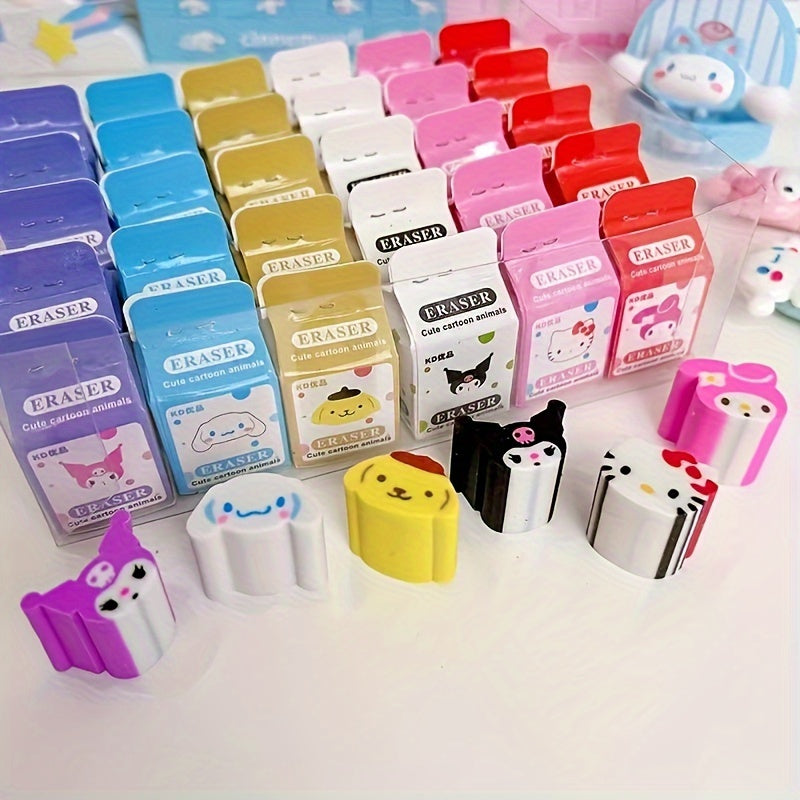 18pcs Cute Creative Milk Box Eraser | Durable Rubber Material, Perfect for Learning and Office Supply