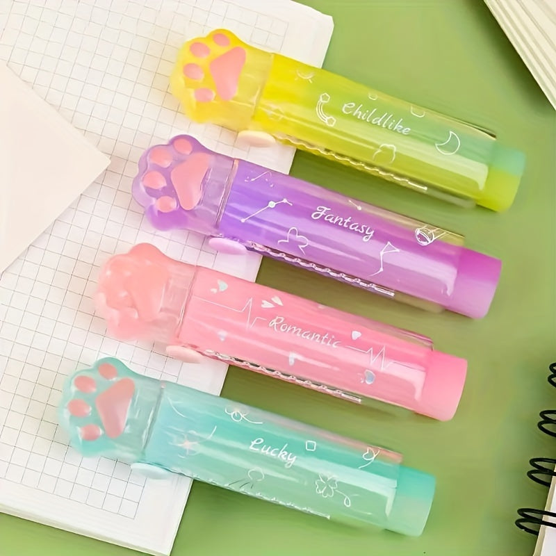 1PC Adorable Paw Design Push-Pull Cube Eraser, TPR Material, Rectangular Shape for School and Office Supplies