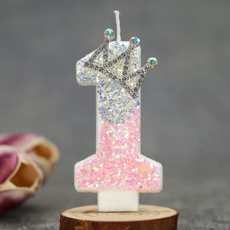 3D Princess Cake Topper Candle, Single Pack Glitter Number Birthday - Paraffin Wax, Single-Wick, Irregular Shape - for Party Decoration Supplies