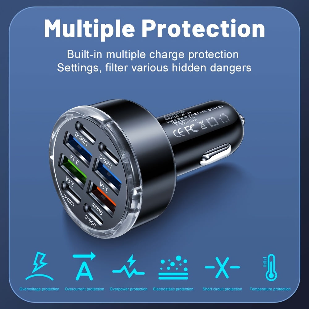 8-in-1 Car Charger with QC3.0 & PD