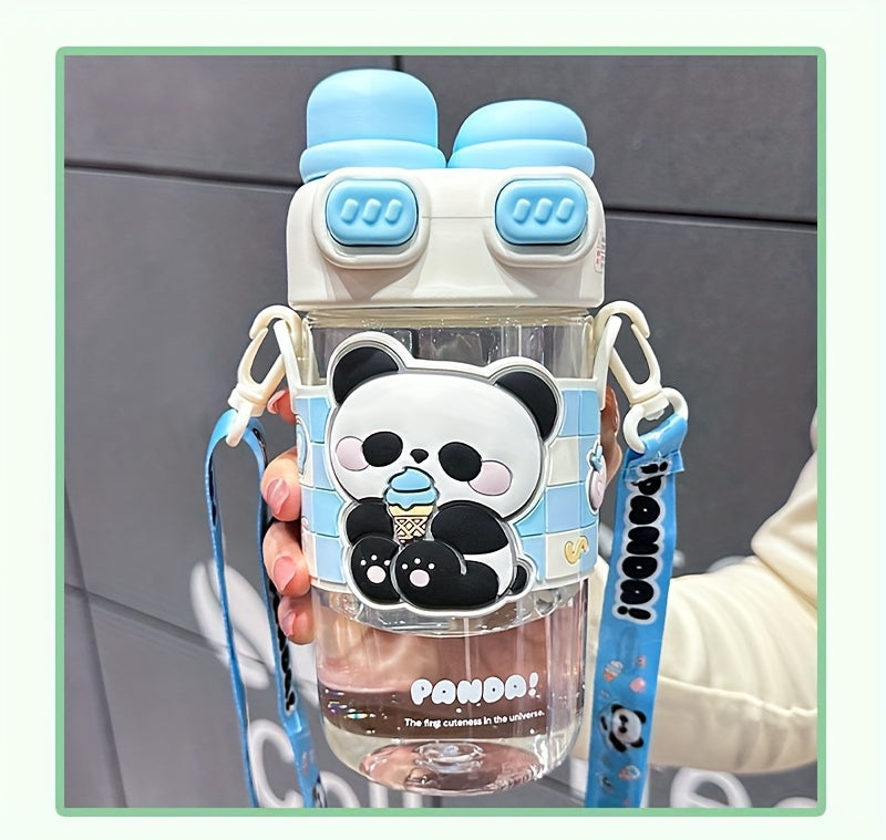 Cute Cartoon Tumbler - Capybara & Puppy Design, Portable, BPA-Free, Large Capacity, Ideal for Sports & Outdoor, Adorable Bear Illustrations