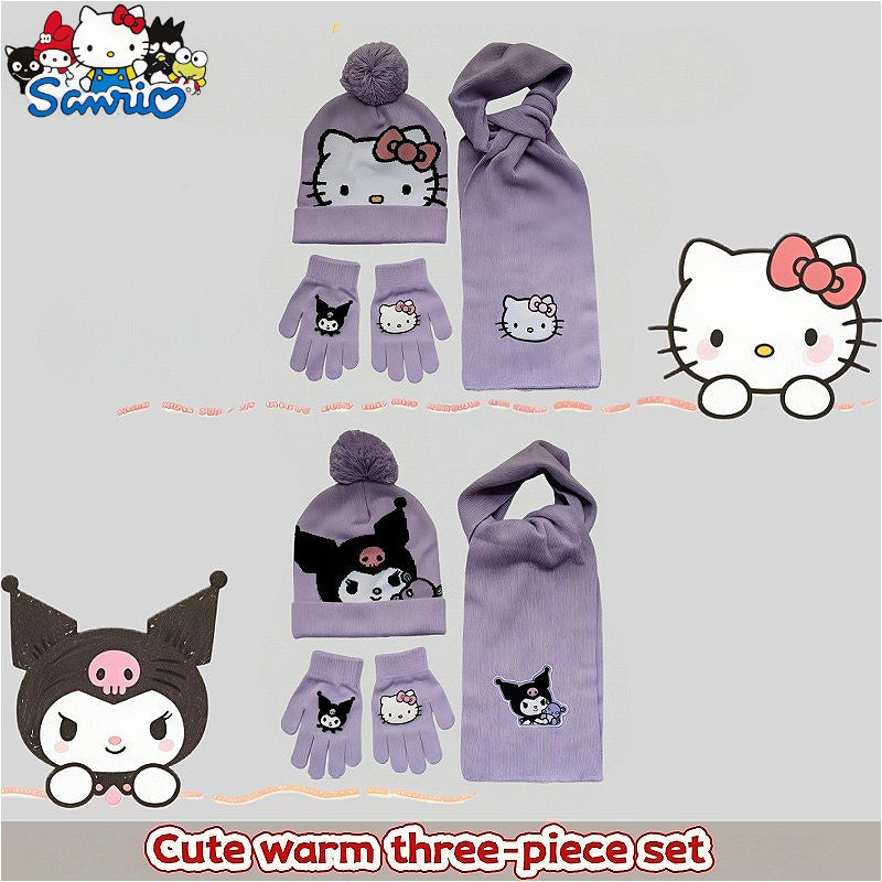 3pcs/set SANRIO Front Kitty Back for kitty Knit Hat