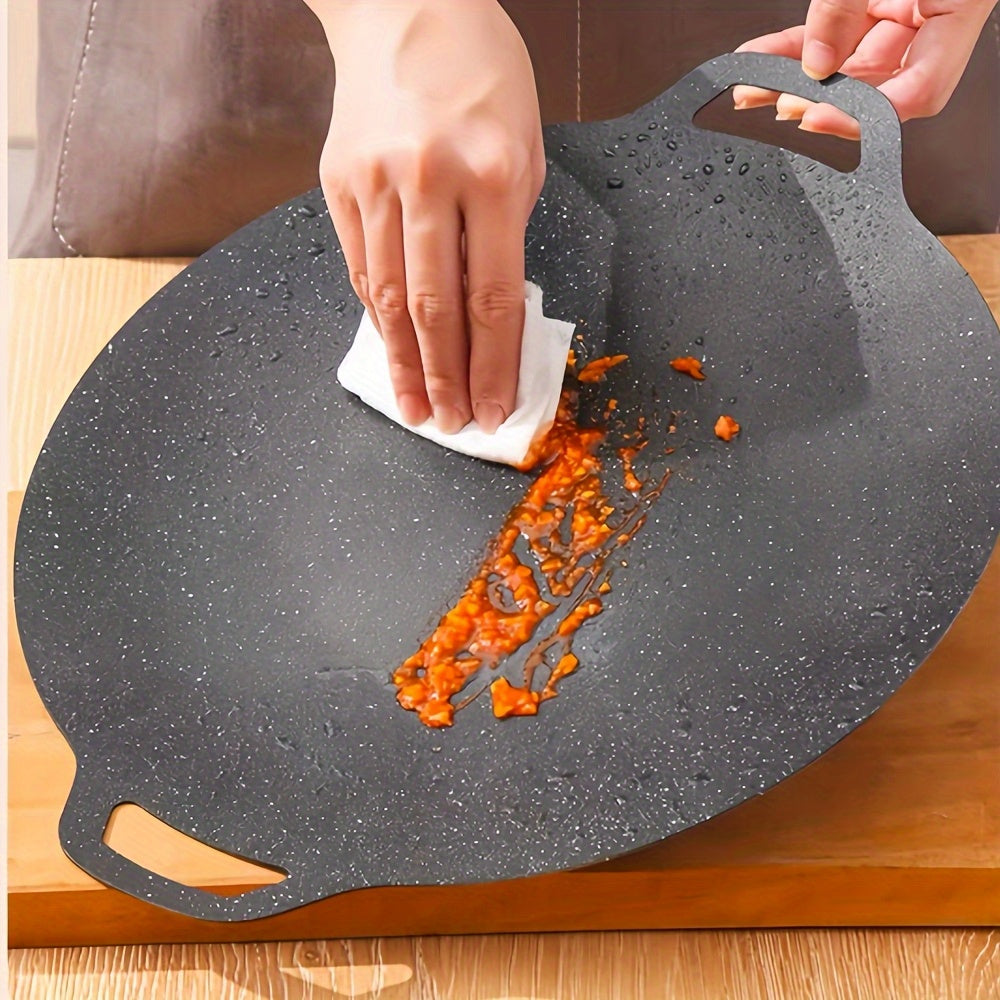 3pcs Thickened Non-stick Korean BBQ Grill 28cm/11.02in, 30cm/11.81in, 32cm/12.59in - Cast Iron Griddle for Home and Outdoor Use
