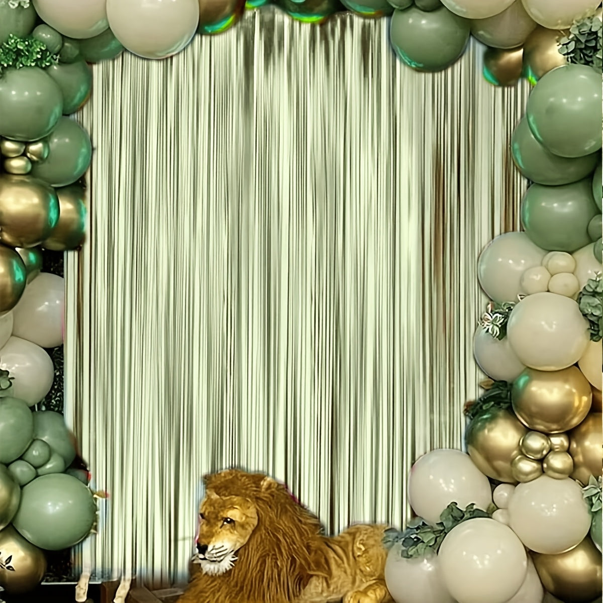 1pc Matte Sage Green Tassel Backdrop, 100.0x200.0cm - Perfect for Weddings, Birthdays, and Themed Parties - Versatile Celebration Decor with Shimmering Plastic Tassels, Party Backdrop|Shimmering Decor|Durable Plastic Tassel,