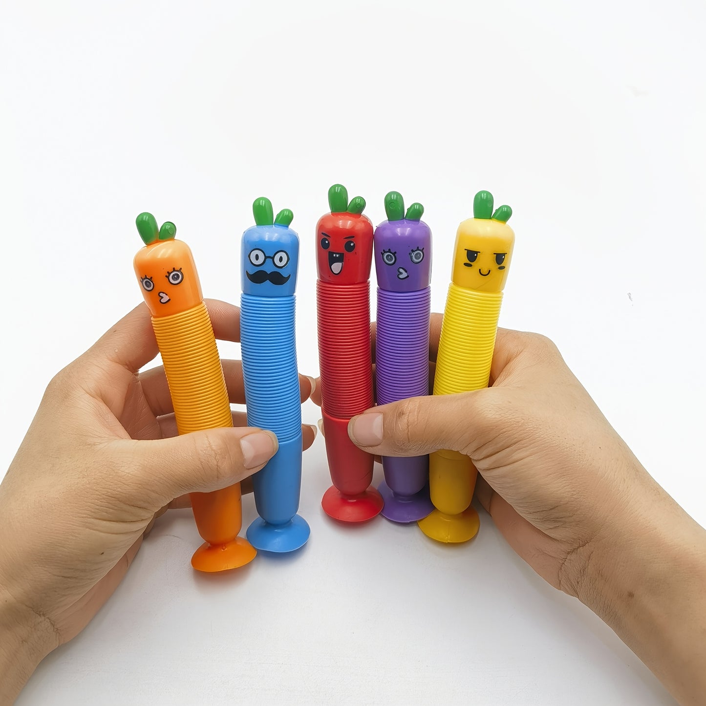 5pcs Cute Cartoon Carrot & Vegetable Retractable Pens Set, Fine Point, PP Material, with Suction Cup Base, Creative Stationery for Students