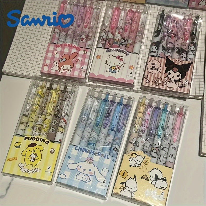 6pcs Sanrio Family High-Value KT Press Ballpoint Pen