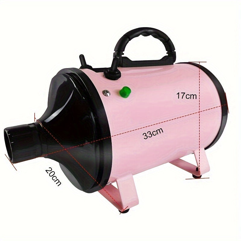 2800W Low Noise Pet Dog Cat Grooming Hair Dryer with 2.5M Hose, 3 Different Nozzles, and Heater