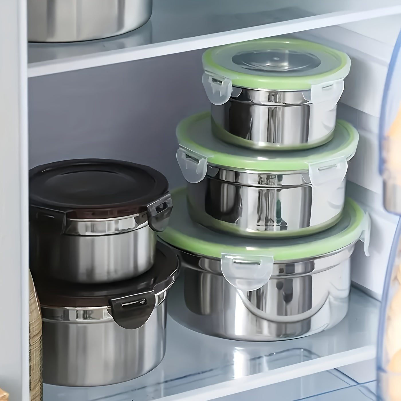3pcs Fresh Food Storage Box Set, Leak-Proof, Reusable Stainless Steel Containers with Lids That Can Be Used As Airtight Bowls, Fresh Food Storage Boxes, And Lunch Boxes.