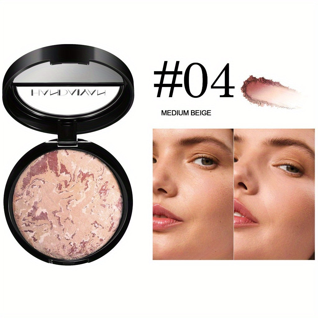 Marble Baked Powder Contour Palette - Nose Shadow, Blush, Highlighter, Long-Lasting Lightweight Foundation, Perfect for All Skin Types, Natural Finish, All-in-One Makeup Kit,