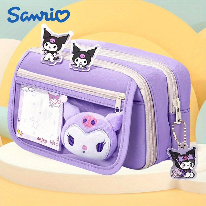 Sanrio Large 9-Layer Spacious Purple Kurumi Blue Artificial Jade Pencil Case