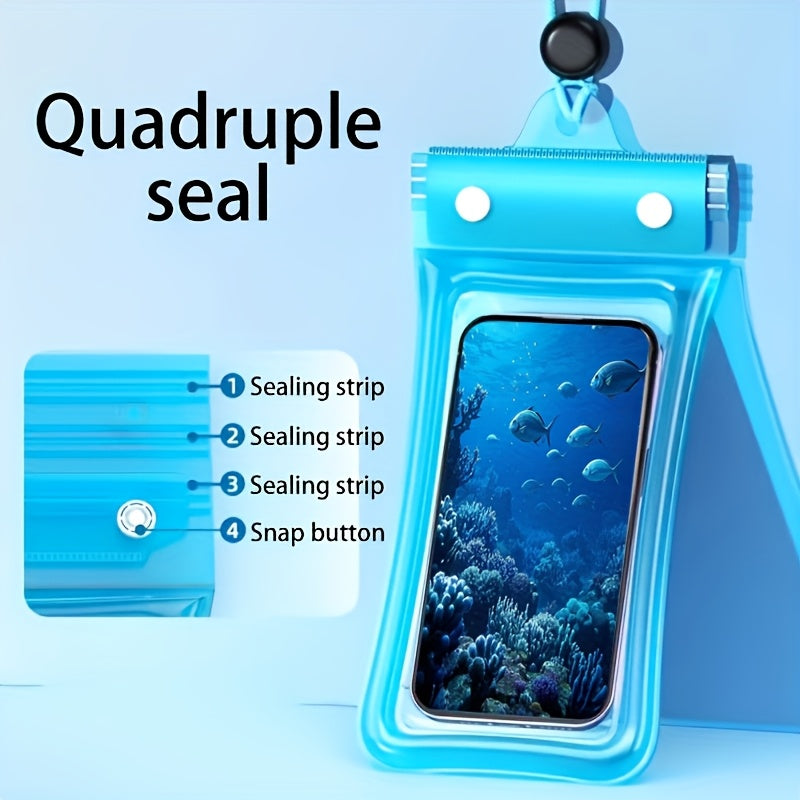 1PSC/2pcs new four-color optional summer waterproof mobile phone bag air hemming thickened mobile phone case waterproof bag, waterproof mobile phone case universal mobile phone of various sizes, suitable for beach cruise trav