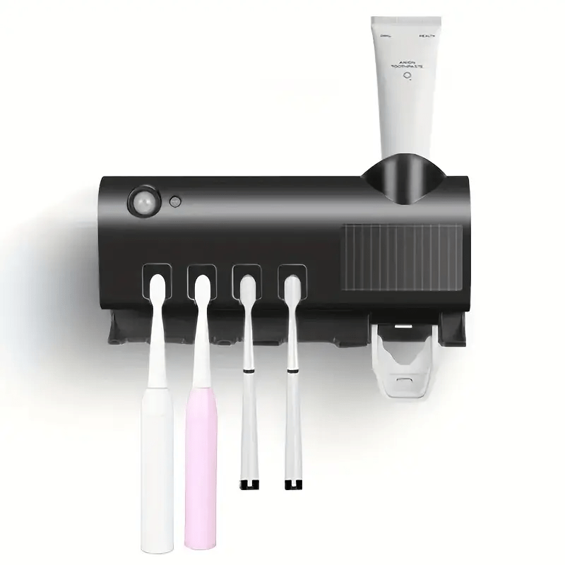Stylish Smart Toothbrush Holder, Toothbrush UV Sterilizer with Automatic Toothpaste Dispenser, USB Charging, 6 Important Holidays Gifts, Christmas, Halloween, Valentine's Day, Easter etc., Very Suitable for Home Bathrooms and