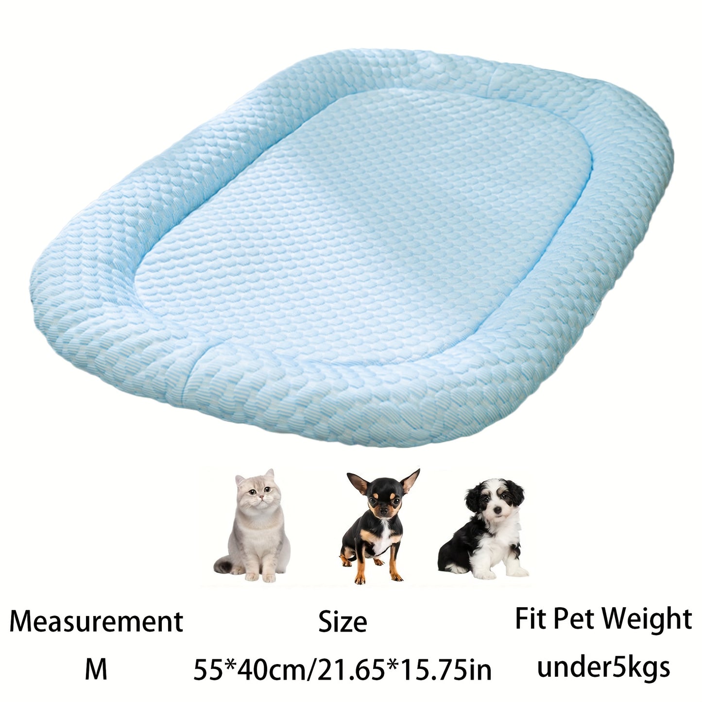 Light Blue Washable Summer Cooling Mat for Dogs - Cool Bean Pad for Pets When Going Out, Car Pet Cooling Pad, Breathable and Comfortable, Heat Dissipation and Ventilation, Kühlmatte Hund