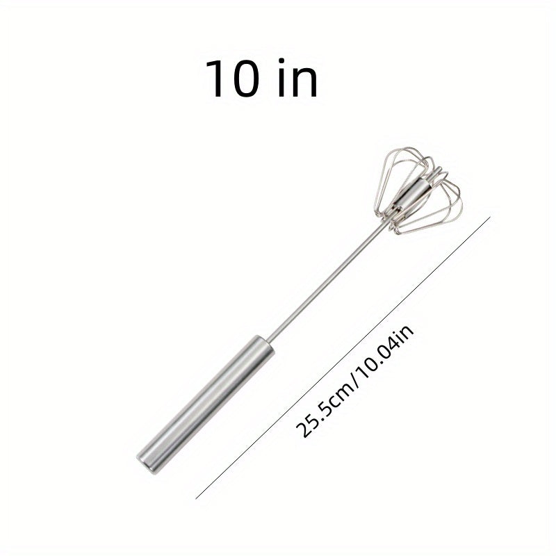 1pc Portable Stainless Steel Semi-Automatic Whisk - Easy Mix for Eggs & Cream, Ideal for Home Baking, Camping & Picnics, Durable Kitchen Tool with Colorful Handles, Baking Tool|Semitransparent Whisk|Durable Construction