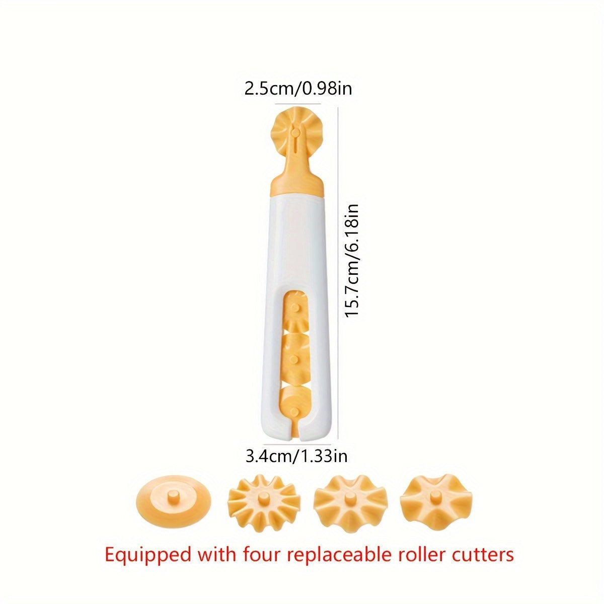 4-in-1 Interchangeable Plastic Pizza Cutter Set with Pastry Stamp Accessories, 1pc Multipurpose Kitchen Gadget for Easy Dough Shaping and Pie Crust Cutting