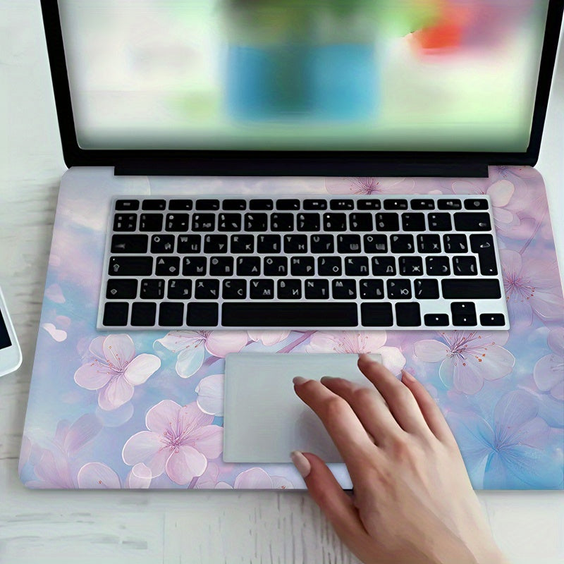 3pcs, 1pc Spare - Moonlit Cherry Blossom PVC Laptop Sticker, 38.99cm x 26.92cm Notebook Cover with Soft Pink & Purple Flowers, Durable & Easy to Apply, Perfect for Apple MacBook, MacBook Air, or MacBook Pro, Notebook Cover |