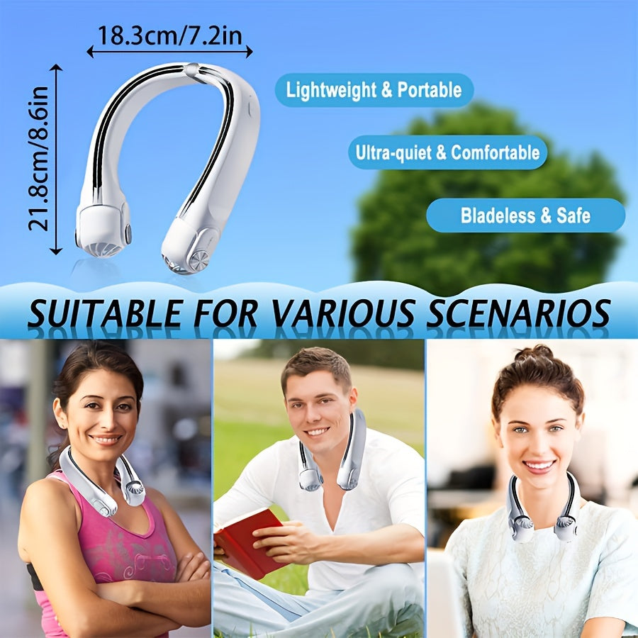 Upgraded Bladeless Neck Fan – Portable, Rechargeable, Wearable Cooling