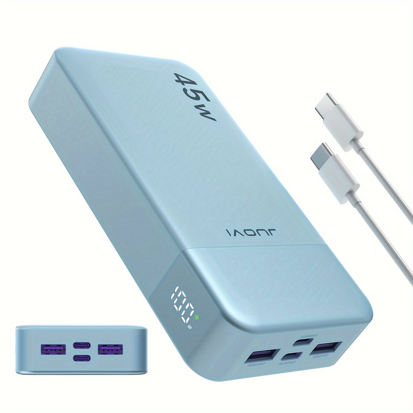 45W 20000mAh Portable Power Bank With LED Display And 4 Interfaces, Capable Of Charging Laptops With Large Capacity
