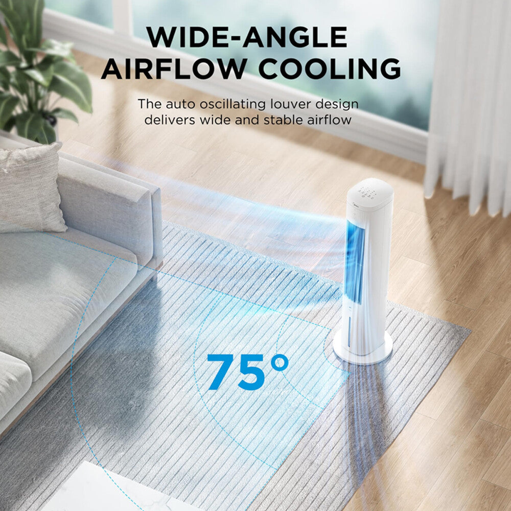 Midea 5L 3-in-1 Portable Air Cooler with Remote - 3 Wind Speeds, 75° Oscillating Function, 7-hour Timer, Whisper-quiet Operation. Doubles As A Humidifier for Enhanced Comfort, Great for Home, Office and Bedroom Use