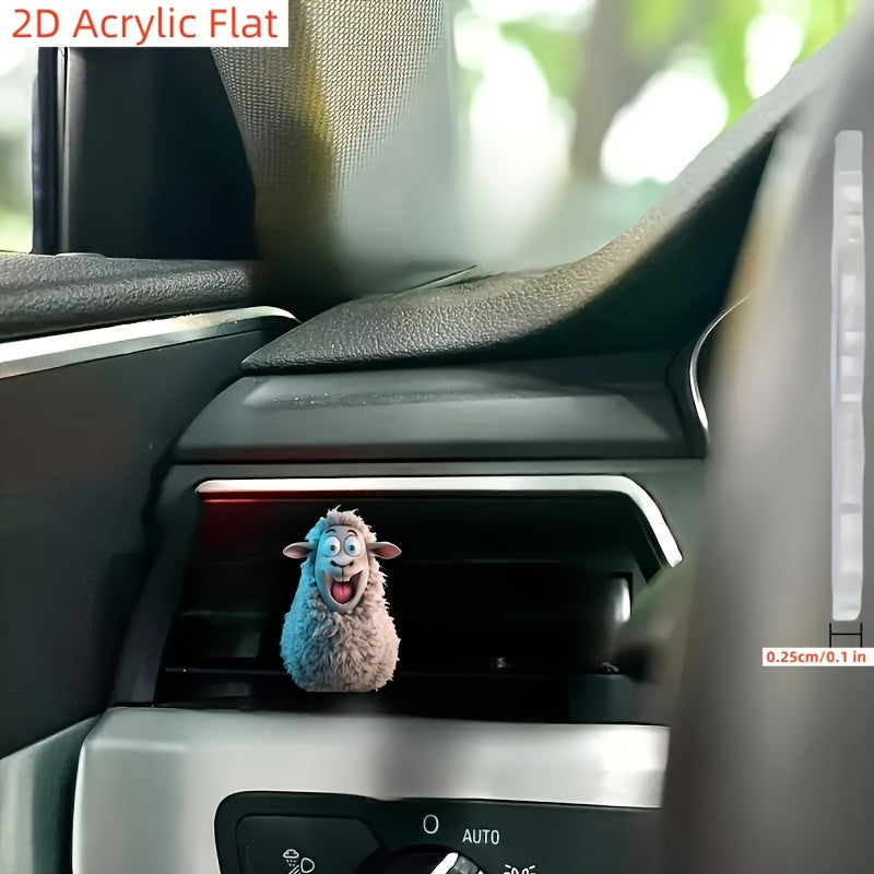 2D Acrylic Flat Fun Lamb 2D Acrylic Automobile Air Freshener Suit-Long Lasting Fragrance with Aromatherapy Pad/Compression Stick/Stick Option-Funny Car Interior Design Accessories