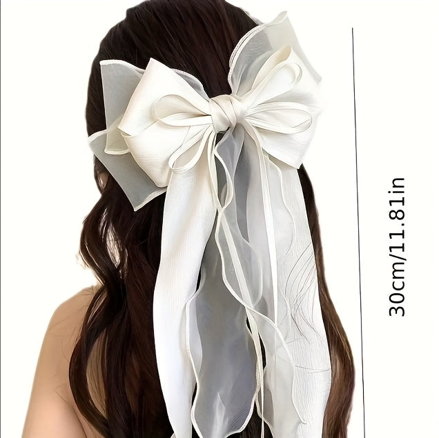 Romantic Elegant Lace Bow Hair Clip | Multi-Layered, Valentine's Day Accessory, Ribbon Back Combs for Long Hair