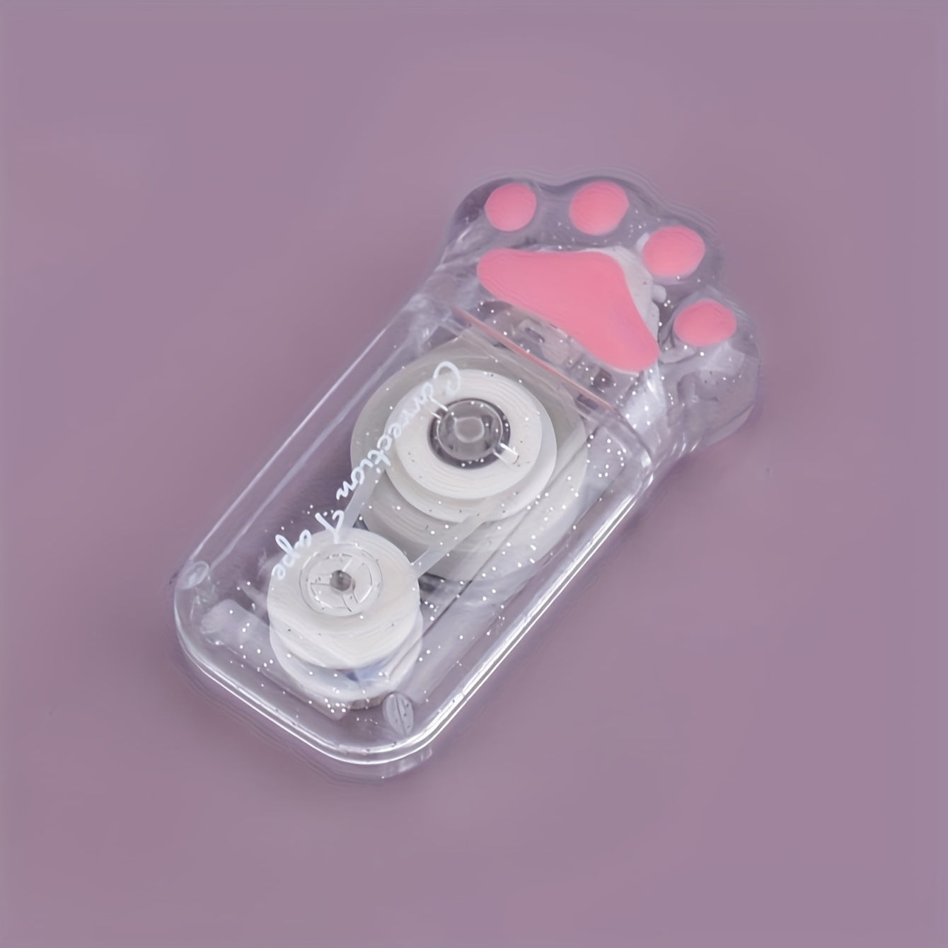 1pc Cat Claw Design Correction Tape, 6m Large Capacity, Transparent with Sequin Embellishments, Creative Mistake Correcting Essential, Ideal Gift for Friends, Plastic Material, No Battery Required