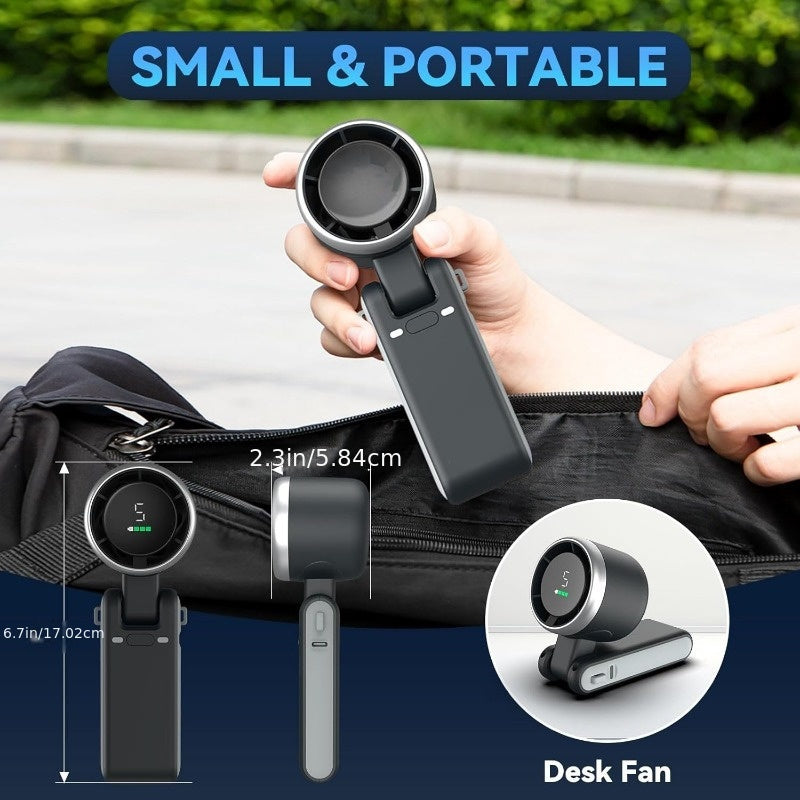 3-in-1 Portable Turbine Fan, 5 Speeds, 3600mAh Rechargeable Lithium Battery | USB Chargable, Pocket Fan for Travel, Outdoor & Indoor Use - Handheld, Desk Fan, Neck Fan, Travel Fan | Modern Aesthetic, Dur