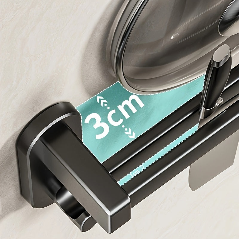 Plastic Kitchen Utensil Storage Rack with 6/8/10 Active Hooks - Wall-mounted Storage Rack for Tableware, Knives, and Pot Lids, with Drainage Hooks, Easy to Install, Suitable for Hanging Storage of Cooking Tools and Towel Rack