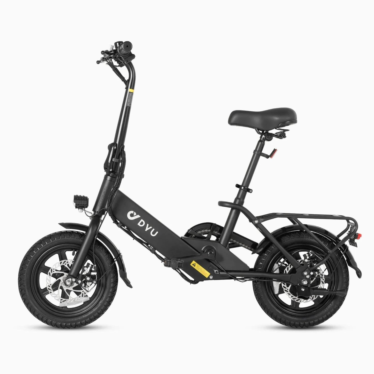 2025 NEW DYU Foldable Electric Bike, 14-Inch City E-Bike with Rear Rack, 36V 7.5Ah Battery, 250W Motor, 3 Riding Modes, Pedal Assist, Dual Disc Brakes, Night Lights, and Shock Absorber, Compact Design for Unisex Adults