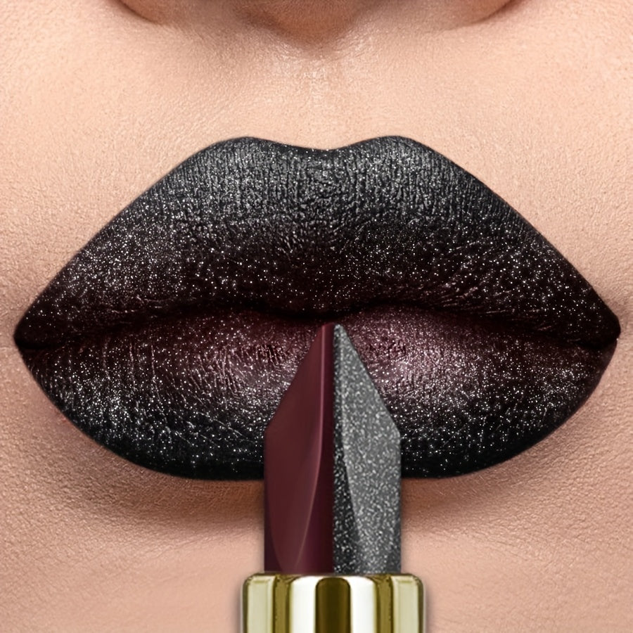 XUS Red & Black Two-Tone Lipstick - Waterproof, Sweatproof, High Pigment, Long-Lasting Makeup for All Skin. T