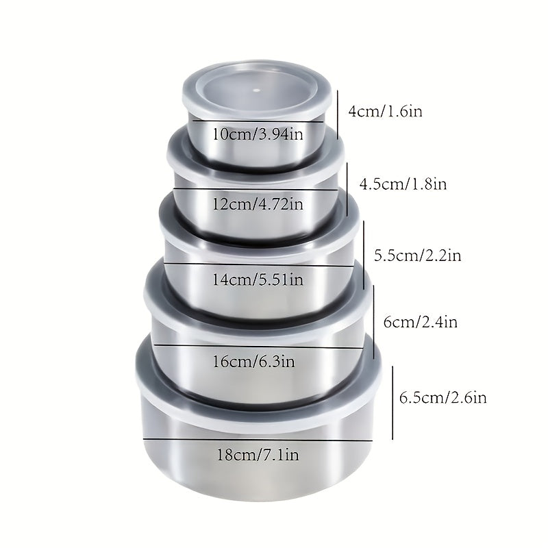 5pcs Stainless Steel Sealed Storage Box Set with Lids - Durable, BPA-Free, Leak-Proof Containers for Food Storage, Perfect for Home, Hotel, RV Use, Outdoor Essentials | Sleek Stainless Finish | Durable Construction, Food Stor