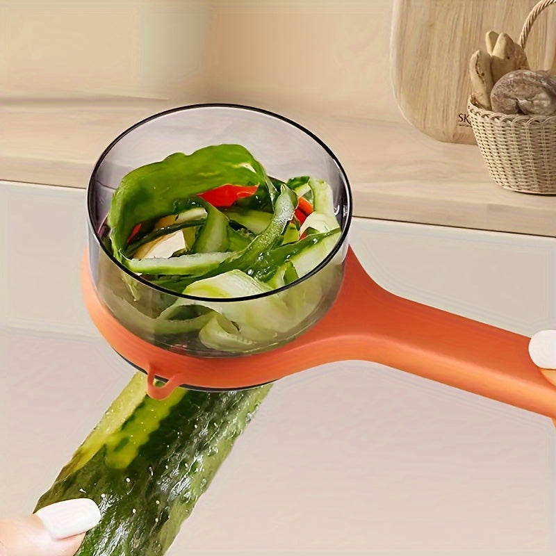 1pc Multi-Functional Peeler with Storage Bucket - Durable Plastic, Manual Operation, for Fruits & Vegetables, Kitchen Gadget, Food Prep Tool, Non-Electric, for Home Cooking / Food Preparation / Chefs & Home Cooks
