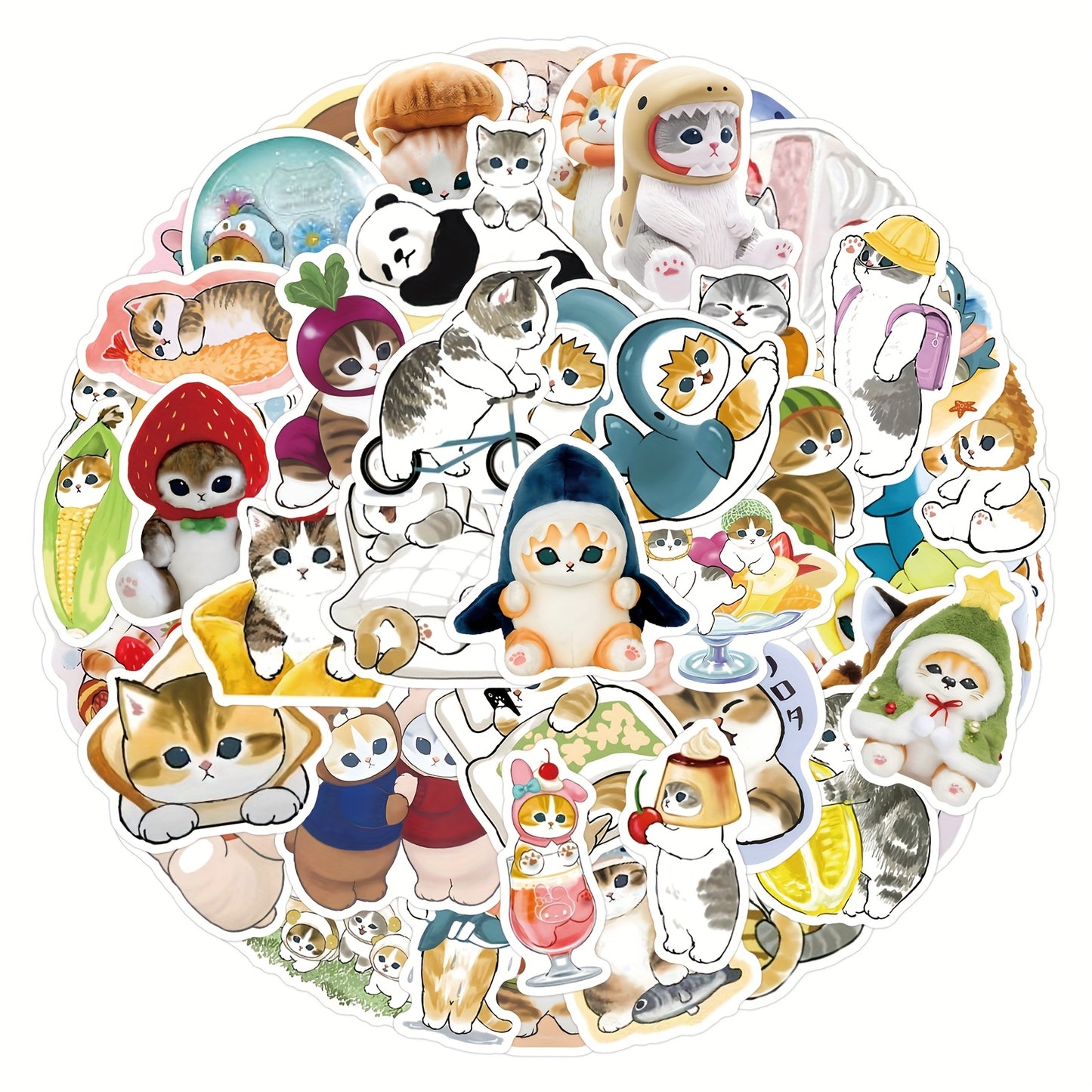 55pcs Mofusand Sticker, for Decorating Stationery, Cup, Mobile Phone, Laptop, Suitcases, Refrigerator, Skateboard, Guitar