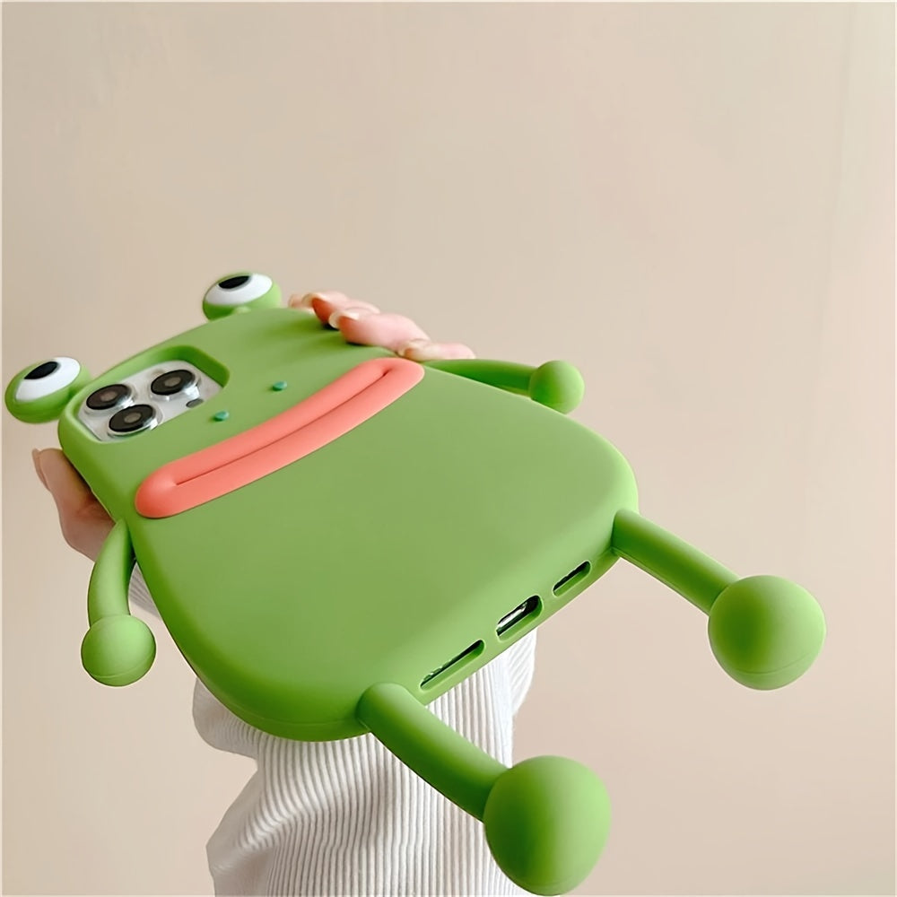Adorable Funny 3D Big Eyes Frog Silicone Case - Soft, Shockproof, Protective Cover for iPhone 15, 14, 13, 12, 11 Pro Max