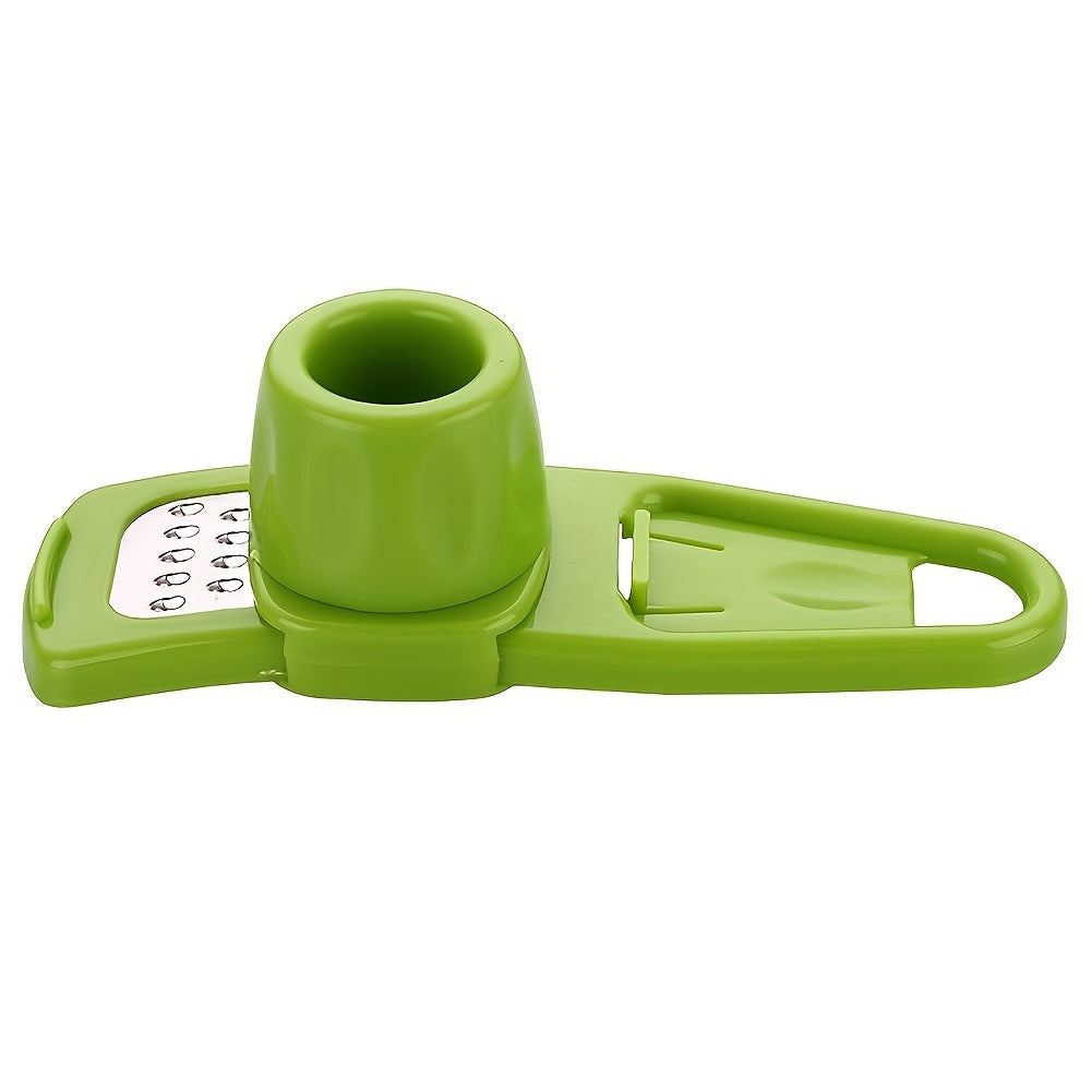 3-in-1 Multifunctional - Metal & Plastic Garlic & Ginger Press - Manual Kitchen Gadget Tool, Food Contact Safe, No Electricity Needed