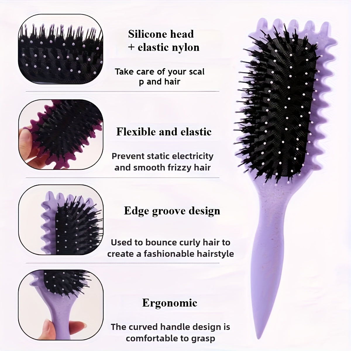 1pc Curling Brush with - for Defined Curls & Volume, Heavy-Duty ABS Handle,