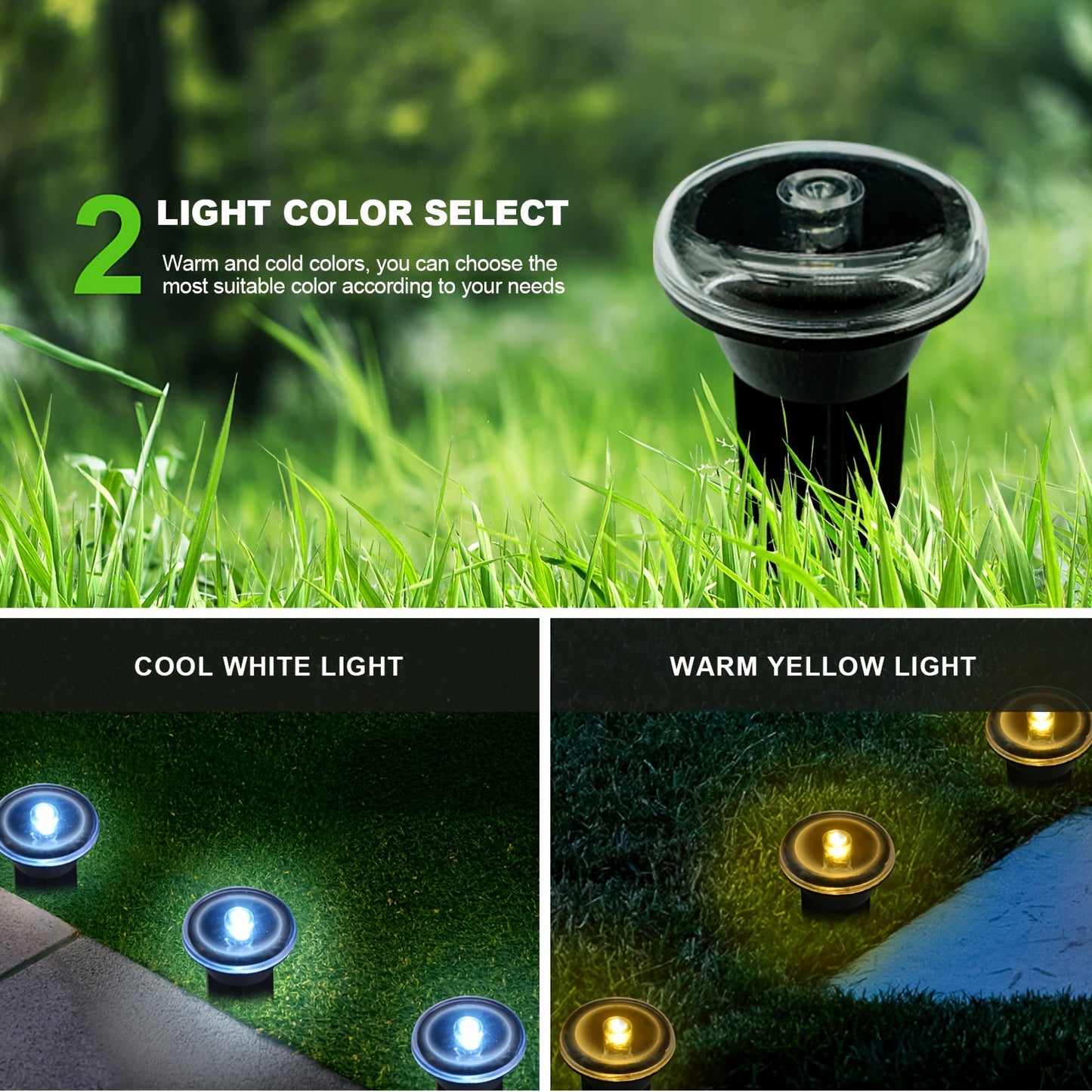 1pc, 15 lights, solar LED lawn light, outdoor guide light, ground garden decoration path light for home use, outdoor courtyard flower path light string, used in garden paths, camping, parties, Independence Day Christmas weddi