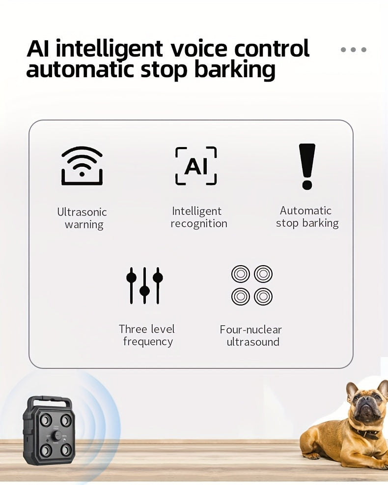 Soundwave technology Anti-Bark Device for Dogs & Humans, Rechargeable USB-Powered with 300Hz-30KHz Range, Intelligent Bark Recognition, 3 Training Modes, Automatic Stop Barking Detection, Quad-Core Soundwave Technology