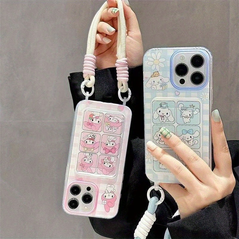 Authorized Sanrio, a Cute Phone Case with a Strap Featuring for cinnamoroll And Melody, Suitable for Iphone 16, 16 Pro Max, 13, 14, 15, 15 Pro, 15 Pro Max, 16 Pro, XS Max, And XR. It'S a Soft, Transparent, Full-Protection Cas