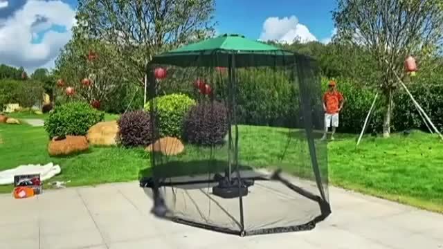 Green Outdoor Mosquito Net with Heavy Water Pipe Base - Durable Polyester, Zipper Single Door, Easy Installation for Beach, Garden, and Camping, Camping Essentials|Elegant Outdoor Setting|Durable Outdoor Netting, Mosquito Net